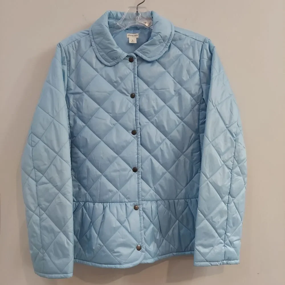 Crew Cuts Light Blue Quilted Peplum Barn Jacket Sz XL
